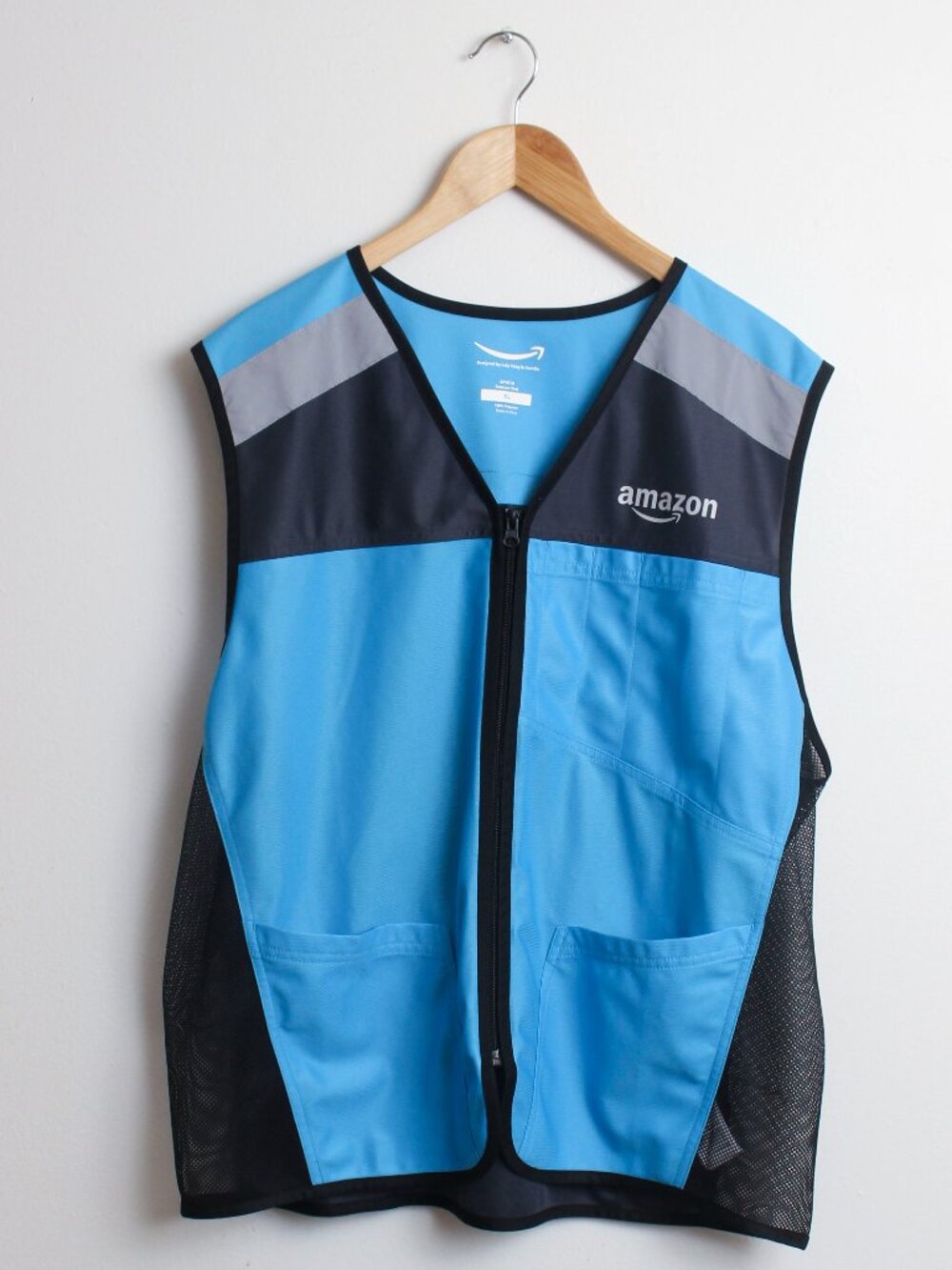 Amazon Employee High Visibility Safety Vest Mens XL Blue Full Zip Reflective